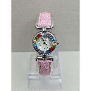 Uno Alla Volta Murano Glass Millefiori Womens Watch Pink Leather New Battery MOP